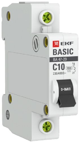 Выключатель автоматический EKF Basic ВА47-29 1п 10А C 4.5кА фото Выключатель автоматический EKF Basic ВА47-29 1п 10А C 4.5кА картинка
